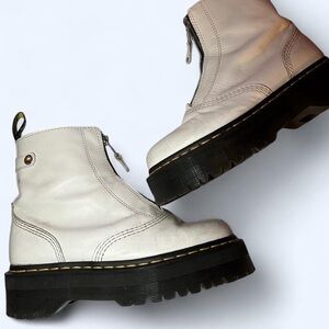 Dr. Martens Jetta Sendal Leather Boot White - Platform Zipper Boots